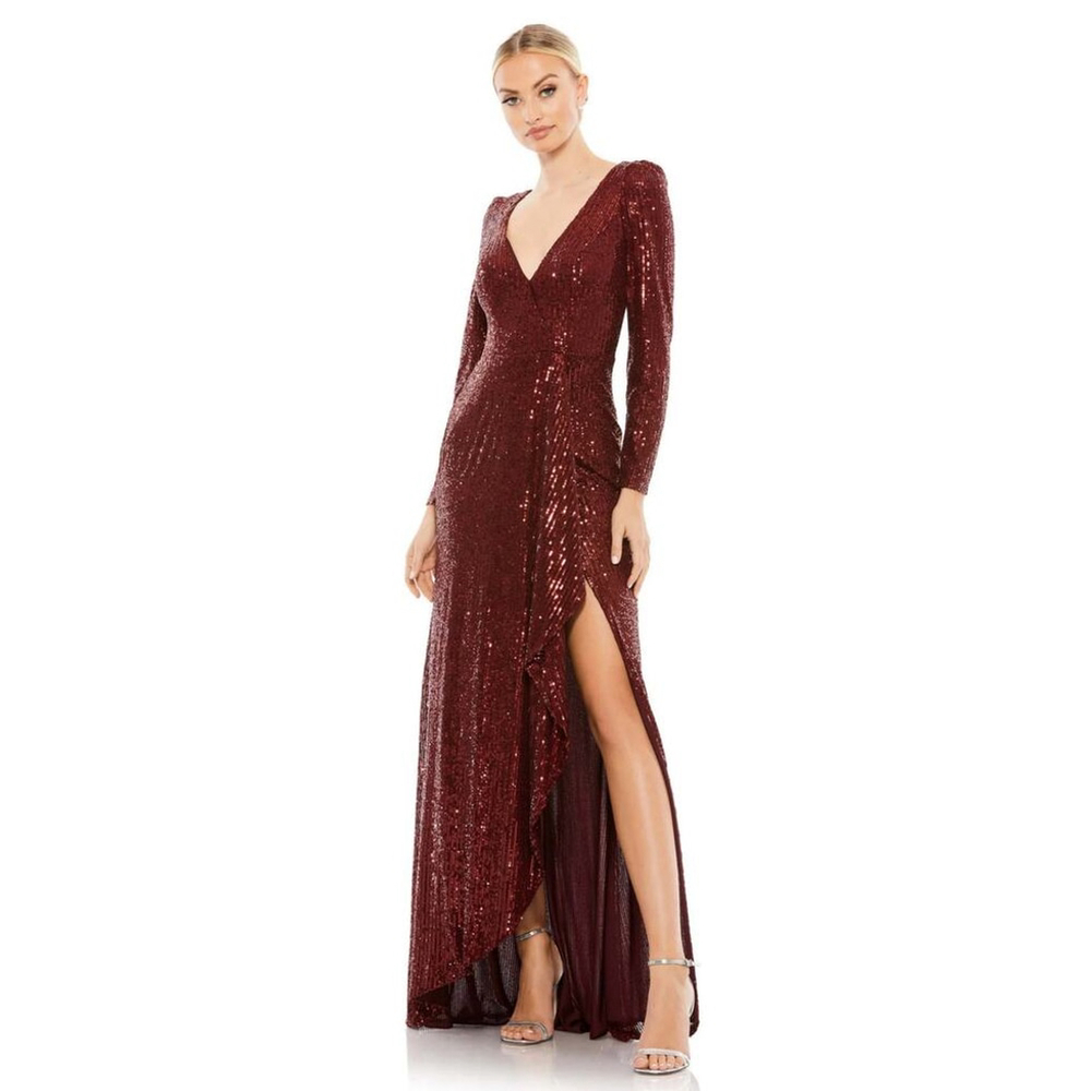 Burgundy Sequin Midi Dress